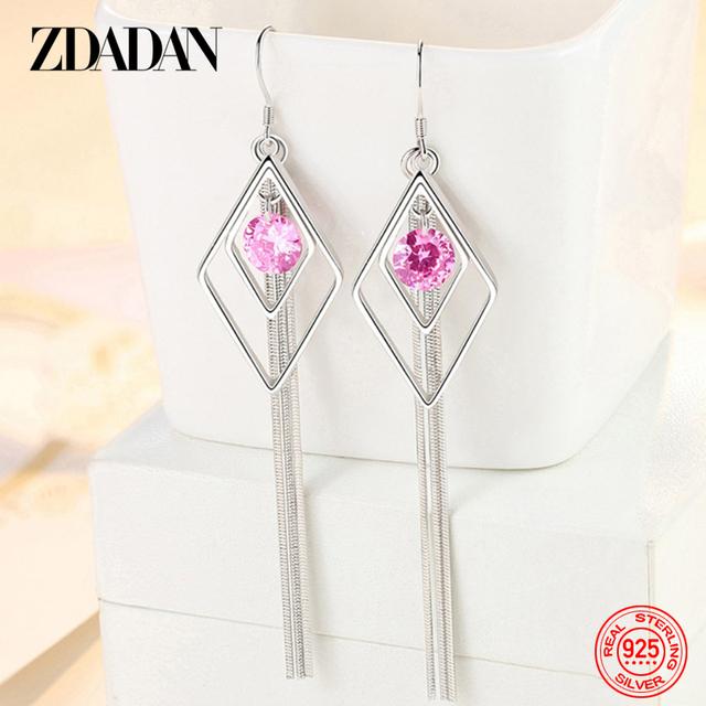 925 Sterling Silver Long Tassel Dangle Earrings For Women Fashion Wedding Jewelry Gift