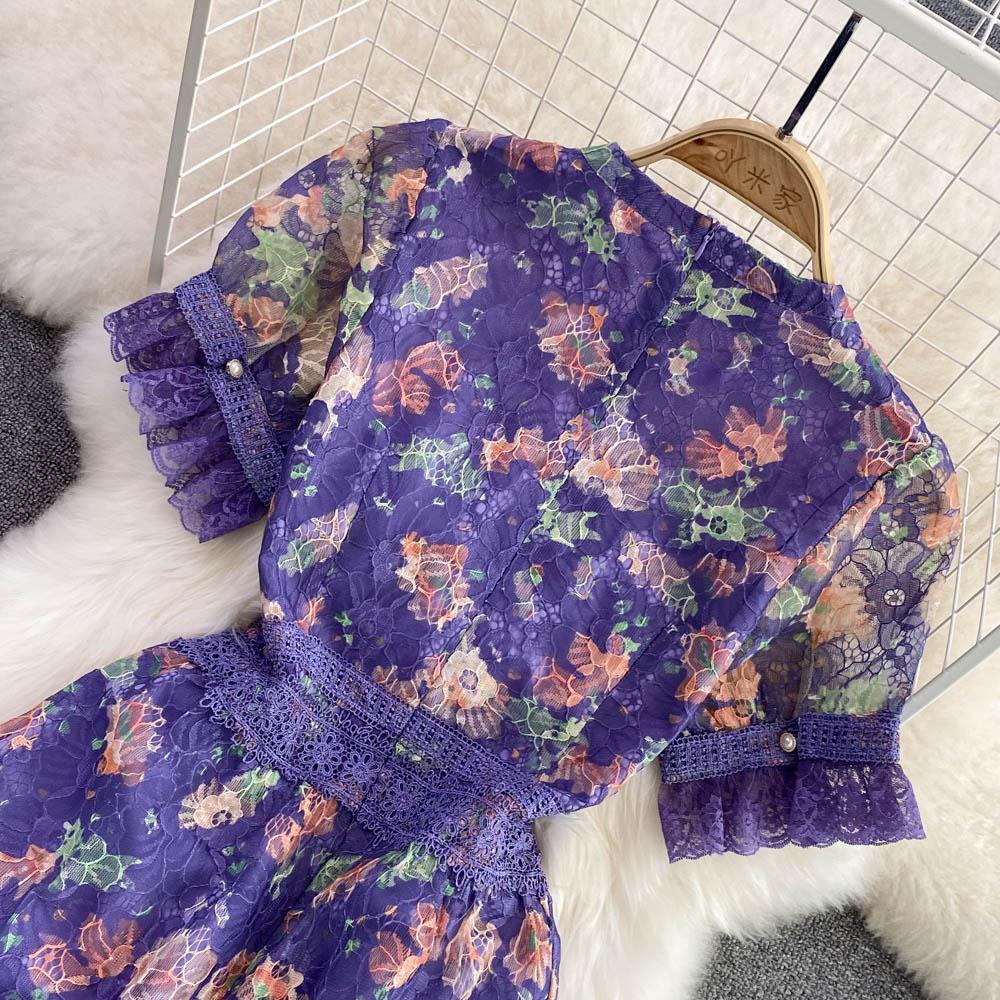 RUGOD Высококачественное темпераментное сетчатое платье с принтом из бисера и вышивкой в ​​форме буквы А, элегантное длинное летнее платье