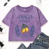 Amalfi Coast Lemon Italy Printing Washed T-Shirt Women Summer Cotton Streetwear Fashion Slim Clothes Hip Hop T Shirt