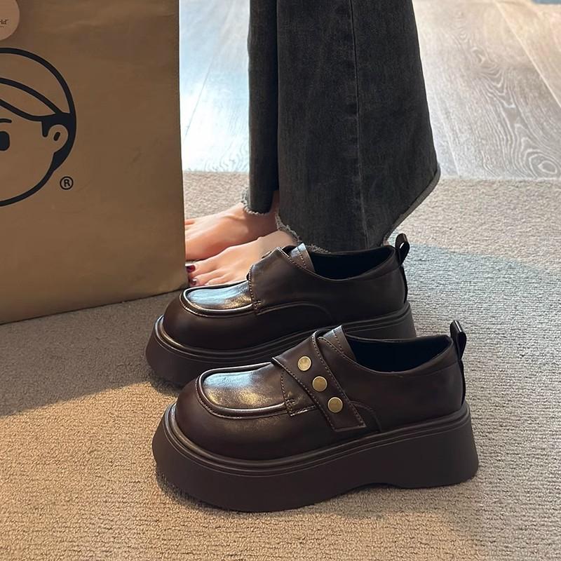 Black Thick-soled Heightening Small Leather Shoes Femininity Single Shoes New Spring and Summer Mary Jane Shoes