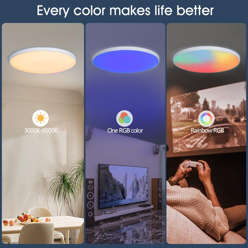 30 Вт 36 Вт Умный светодиодный потолочный светильник RGB Диммирование Приложение TUYA Пульт дистанционного управления Таймер Внутреннее украшение дома Bluetooth WIFI Спальня Гостиная