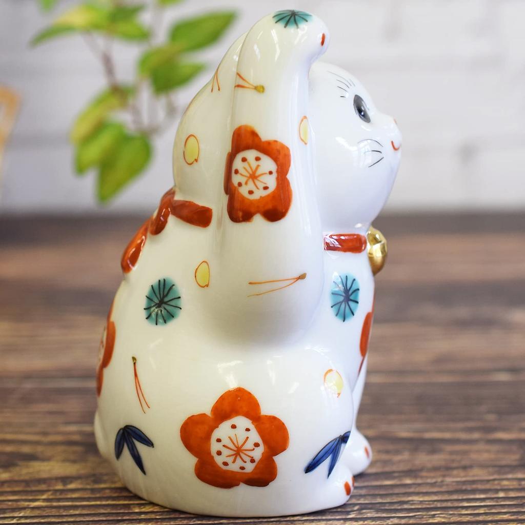 Японский склад Стильный орнамент Керамика Кутани Правая рука Счастливый кот Слива Шочику Фэн-шуй Удача Интерьер Японский стиль Аксессуары