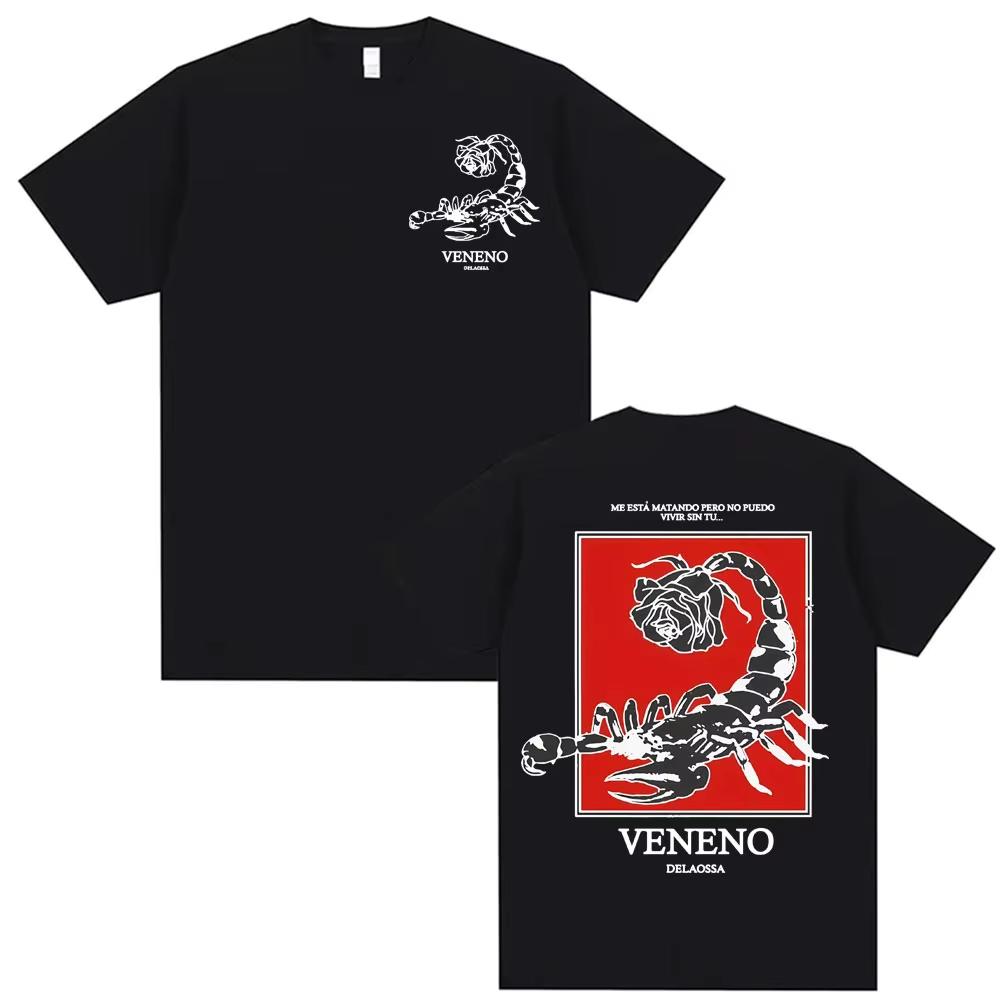 2026 Rapper Delaossa Veneno Album Graphic T Shirts Men Clothing Fashion Hip Hop Gothic Tshirt Man High Quality pure cotton Top