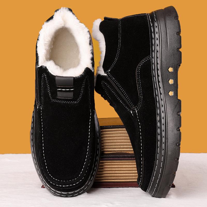 Мужские зимние ботинки большого размера из хлопка ручной работы - нескользящие, морозостойкие, толстые, теплые, с бархатом