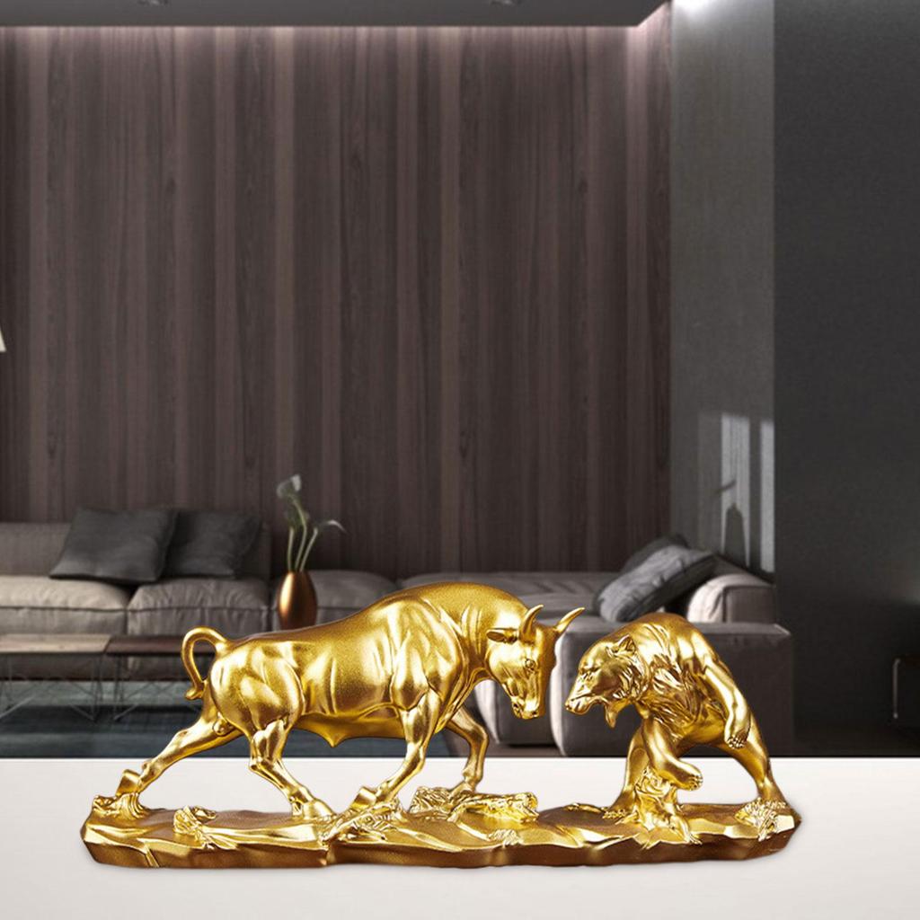 Статуя медведя и быка, фигурка боя, коллекционный орнамент, декор тонкой работы, корова