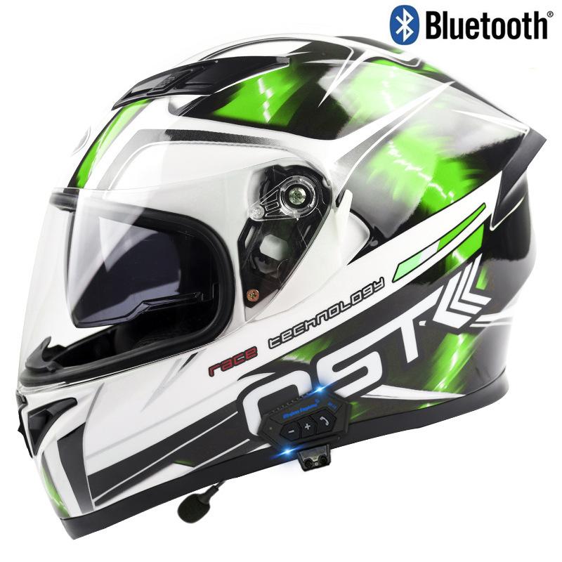 Electric vehicle helmet for men and women with Bluetooth, dual visors, winter helmet, motorcycle racing helmet, all-season full-face safety helmet