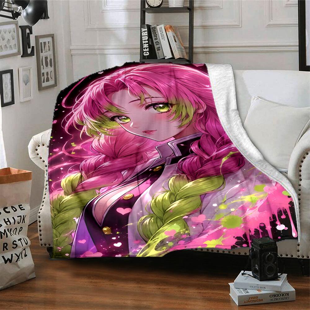 1pc Mitsuri Kanroji Blanket, Gift, for Men and Women, Soft Blanket, Good for Sofa Bed Couch Travel, Lightweight Flannel Blanket