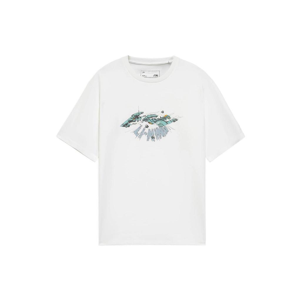 Li Ning Sports Trend Series Solid Color Logo Print Short Sleeve T-Shirt Men Tops White AHSS321-1