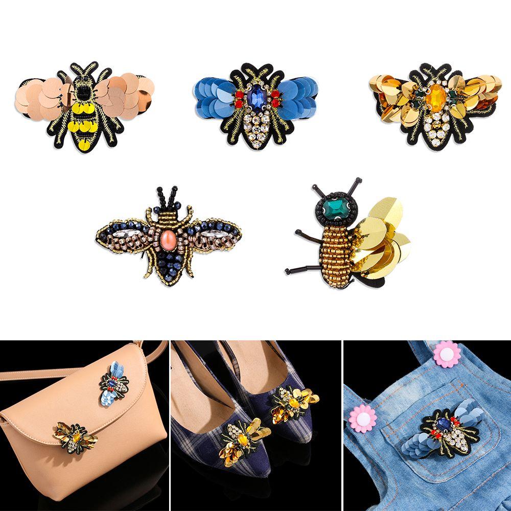 Beaded Rhinestone Apparel Sewing & Fabric Sew On Patch Bee Badge Sequin Patches Crystal Applique