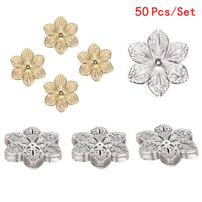 50Pcs/Set Филигрань Цветочные Ремесла Подвески Коннекторы Diy Кулон Ювелирные Изделия