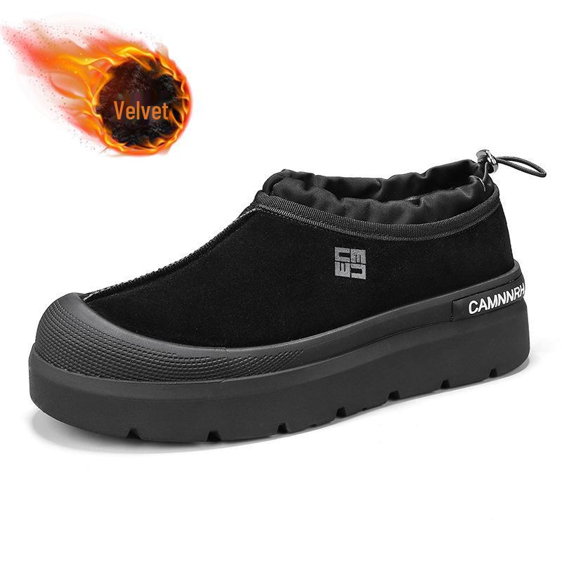 Мужские зимние полуботинки Plus Velvet Warm Cotton Low-Top - Толстая подошва, тренд для активного отдыха, рабочая одежда, 5 сезонов