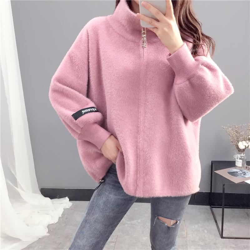 Осенне-зимний женский короткий вязаный кардиган с не теряющим мехом норковым бархатом, свободное пальто, утепленный универсальный топ