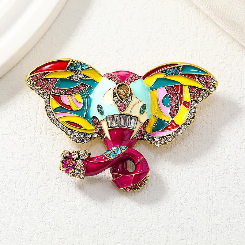 Vintage Colored Elephant Brooch with Rhinestone Embellishments for A Stylish Dress Animal Brooch Accessories