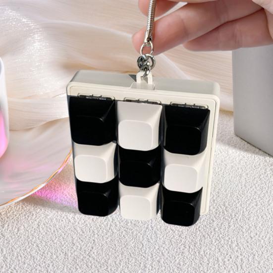 Black White Keyboard Fidget Toy Stress Anxiety Relief 9 Keys Keyboard Clicker Keychain Decompression Button Sensory Toy