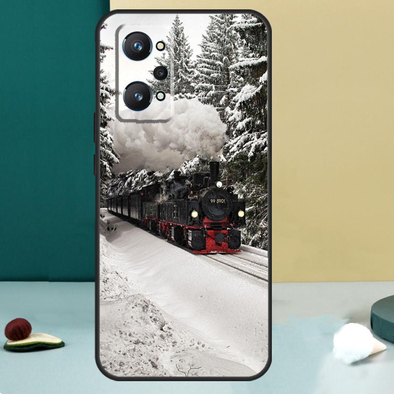 Винтажный паровоз Железная дорога Для Realme 14 13 Pro Plus 10 11 12 GT 5 6 6T GT7 Pro C61 C55 C53 C51 C21Y C25S C75 C67 Чехол