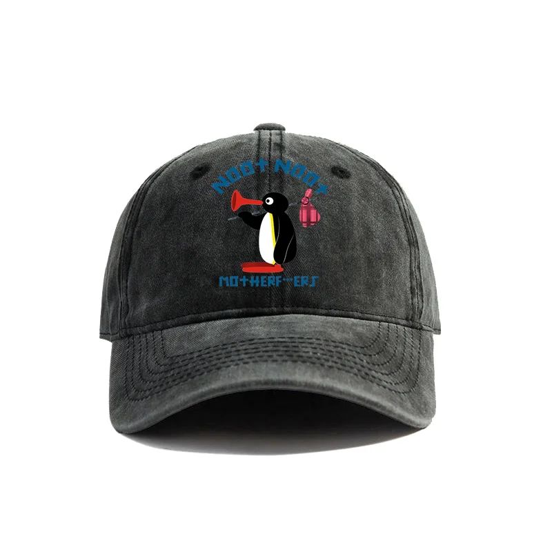 Noot Noot Pingu Distressed Baseball Cap Cool Unisex Women Angry Pingu Caps Retro Outdoor Adjustable Gift Penguin Hat Fashion