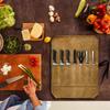Knife Roll Bag, Waxed Canvas Chef's Knife Roll Bag with 7 Slots, Portable Knives Pouch Knife Storage Case Knife Carrier for Chefs Cooking Lovers Khaki