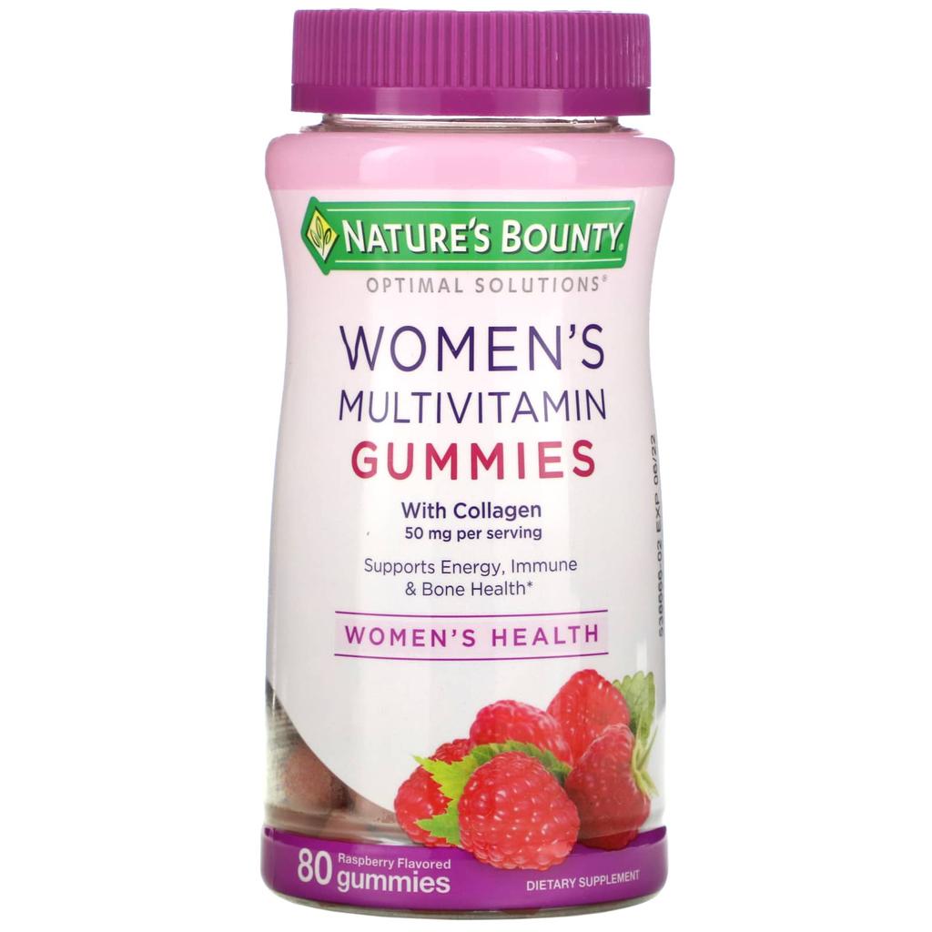 Nature's Bounty, Optimal Solutions, мультивитаминные жевательные конфеты для женщин, со вкусом малины, 80 жевательных конфет