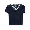 Polo Ralph Lauren Striped V-Neck Pullover Knit Top Women Tops Navy-Blue 211935320-001