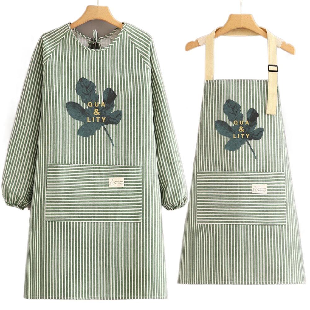 Хлопково-льняной кухонный фартук-халат, дышащий, прочная рабочая одежда, женский