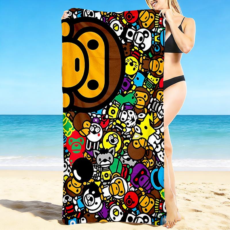 1Pc Colorful Cartoon Faces Beach Towel Quick Dry Multiuse For Beach Pool Gym Yoga Home Travel Christmas Halloween Xmas Gift Es116