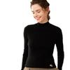 Women's 2024 Autumn/Winter Striped Embroidered Cashmere Knit Top - Long Sleeve, Half-High Neck, Soft Inner Layer