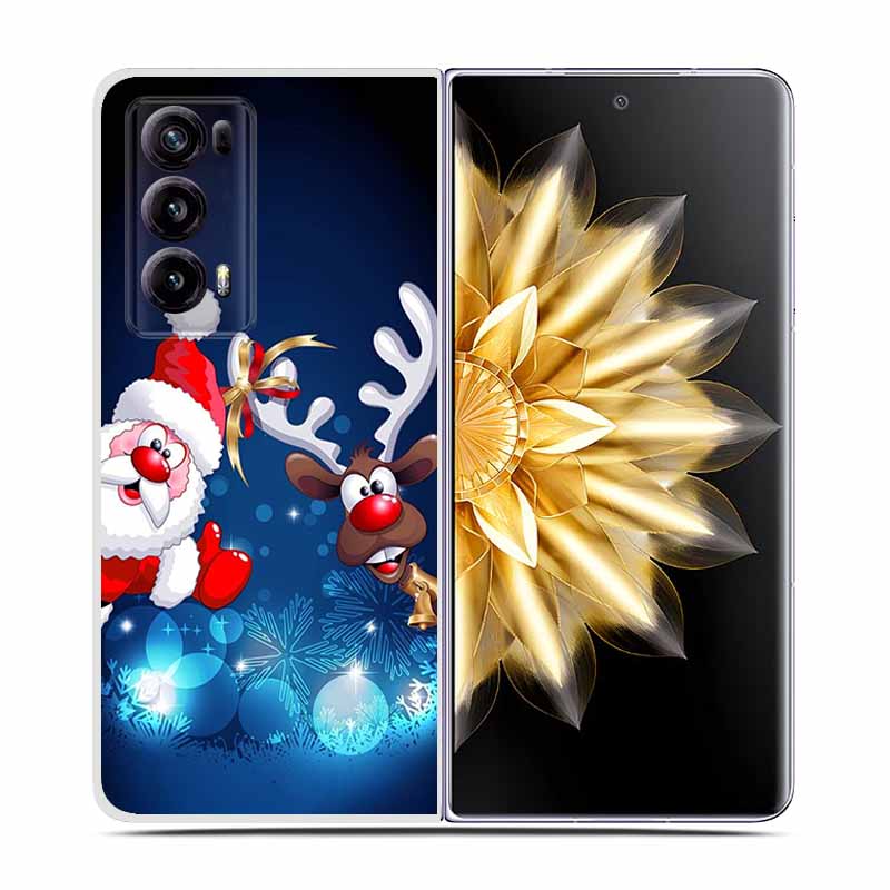 For Honor Magic V2 Case VER-AN1 Christmas Cute Clear Hard Plastic PC Back Cover For Huawei Honor Magic V2 5G Coques Cartoon Bags