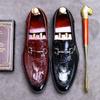 Модная обувь для бизнеса с узором крокодила, мужские лоферы из натуральной кожи с пряжкой, мокасины в британском стиле, мужская обувь для вечеринки, свадьбы