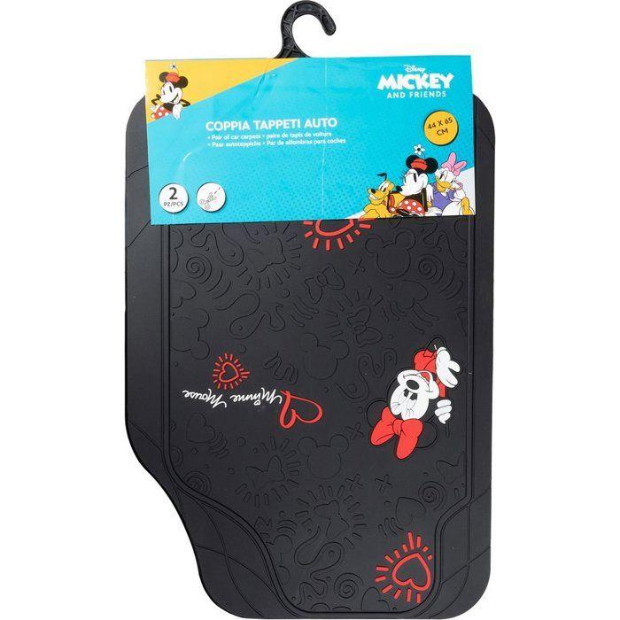 Tapis De Sol Tataway Paire De Tapis De Voiture Minnie Mouse, Pvc, Universel, 44 X 65 Cm, Noir Et Rouge