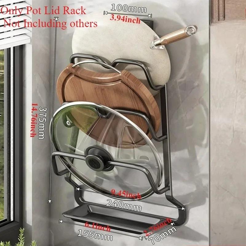 Kitchen Organizer Rack Wall Hanging Pot Cover Racks 2/3Layers Pot Lid Metal Rust-Free Multifunctional Rack Pot Lid StorageRack