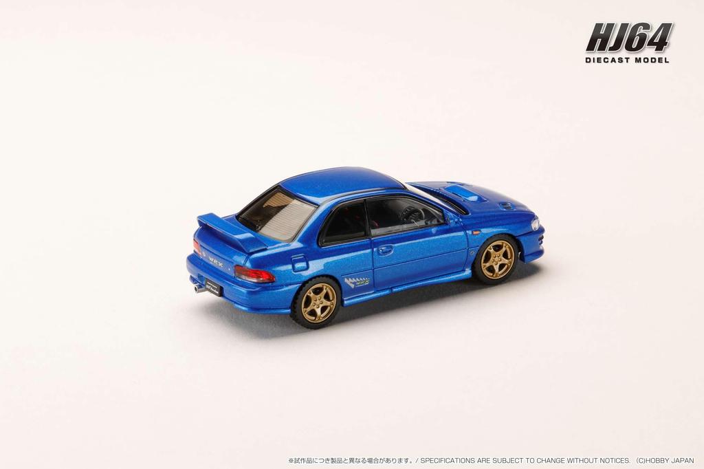 HJ64 1/64 Scale Subaru Impreza PURE SPORTS COUPE WRX type R STi Version (GC8) Sonic Blue Mica Finished Product HJ641079ABL