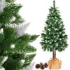 Sapin de Noël artificiel - SPRINGOS - 180 см - Tronc en bois naturalel - Neige artificielle - Pommes de pin