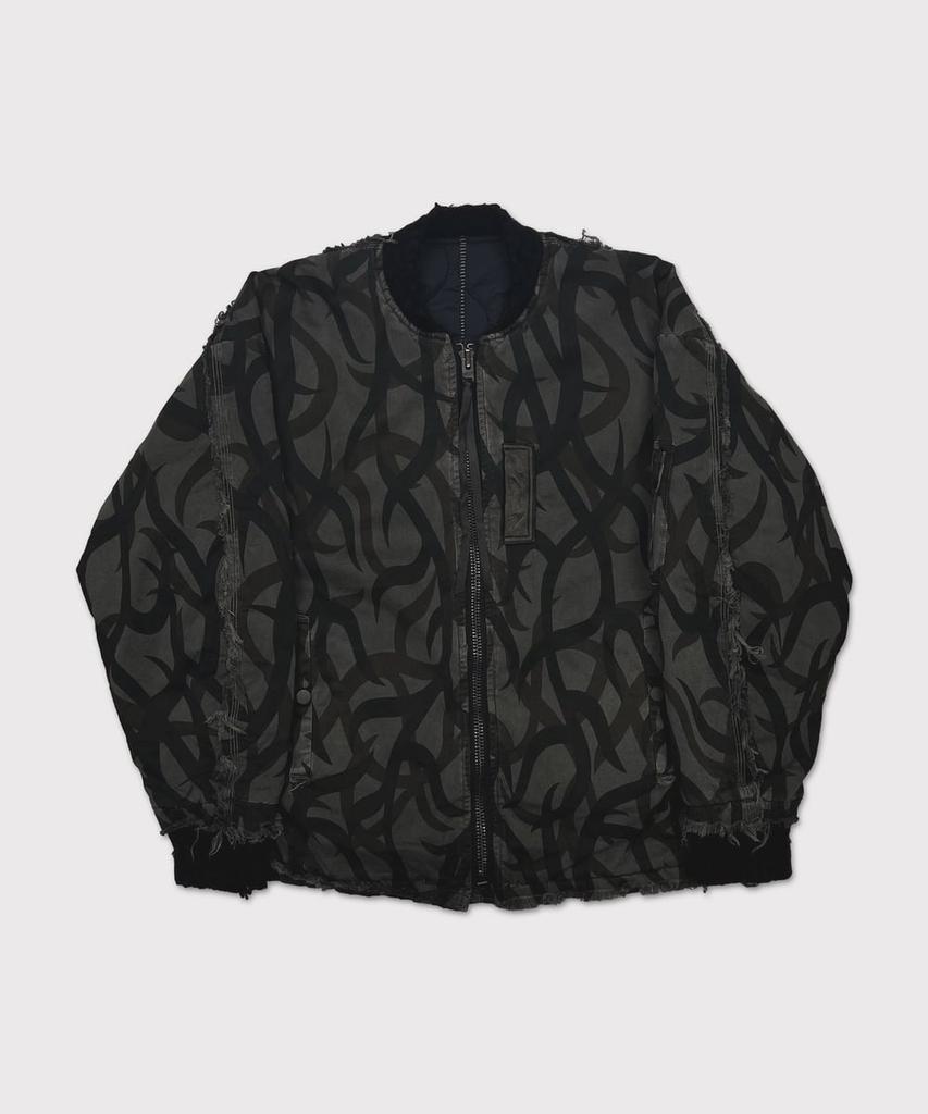 Minus Slash Seam Tribal Camouflage Flight Jacket 20Yeas Bk(Aged Twill) - Black Lining