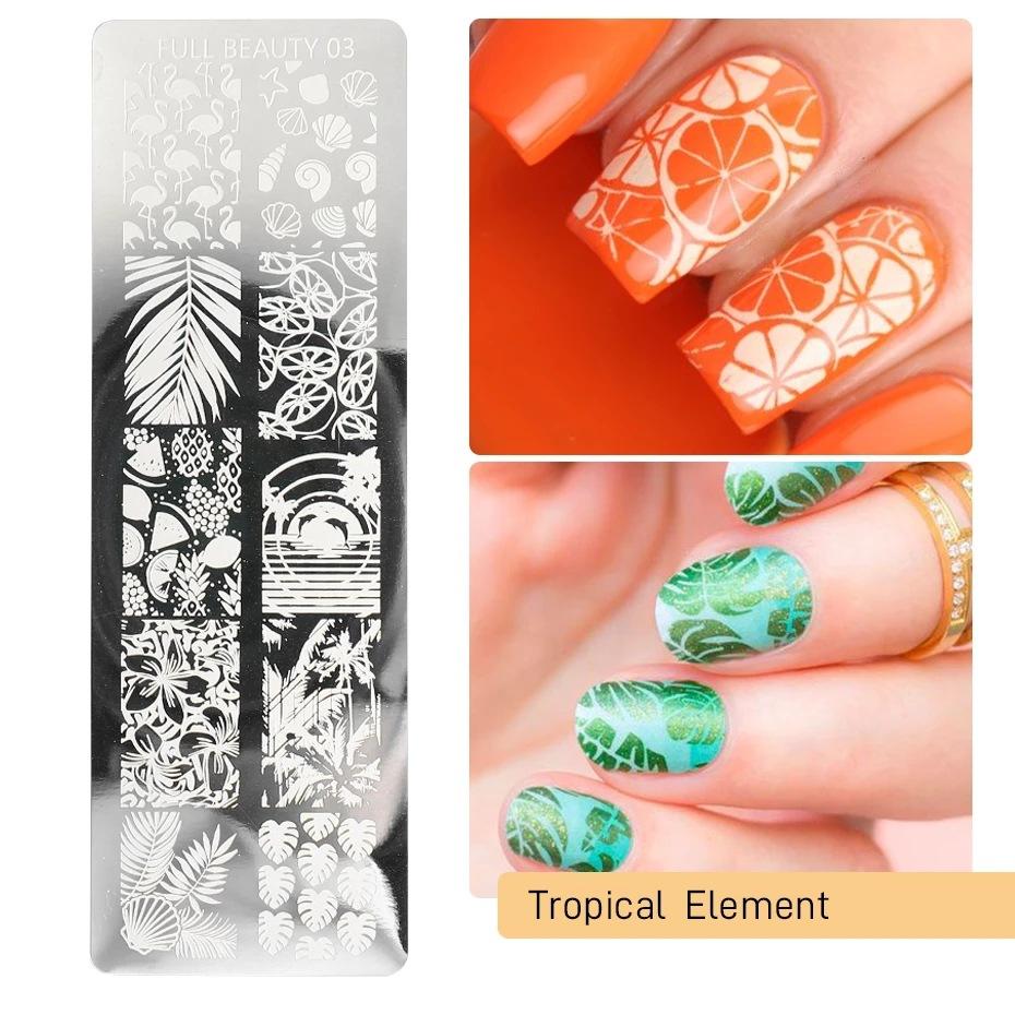 Прямоугольные штампы для дизайна ногтей своими руками, шаблоны изображений для дизайна ногтей из нержавеющей стали, 6 различных узоров