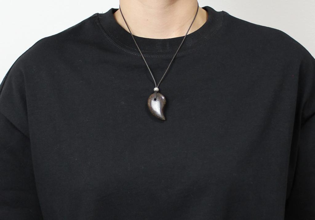 Natural Stone Power Stone Space Meteorite Chondrite Sahara NWA869 Magatama Pendant Choker