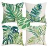 Simple and Fresh Green Plant Pillow Living Room Sofa Bedroom Office Backrest Single Side Waterproof Linen Pillow