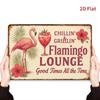Tin Sign Flamingo Lounge  Metal Wall Art Vintage Tropical Bar Decor Chill In Grillin Flamingo Good Times All The Time Rustic Ret