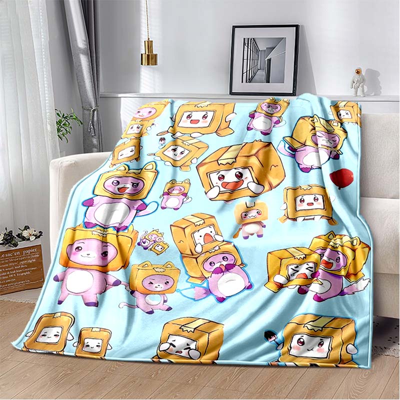 Мягкое плюшевое одеяло Happy Rocky, Foxy и Boxy Lankybox, фланелевое одеяло для гостиной, спальни, кровати, дивана, пикника