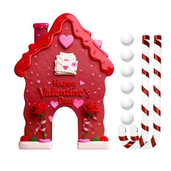 Набор для игры в гольф «Пряничный леденец» на День святого Валентина, поле для мини-гольфа с клюшкой и 6 мячами для веселья на семейной вечеринке в помещении, дома, в офисе