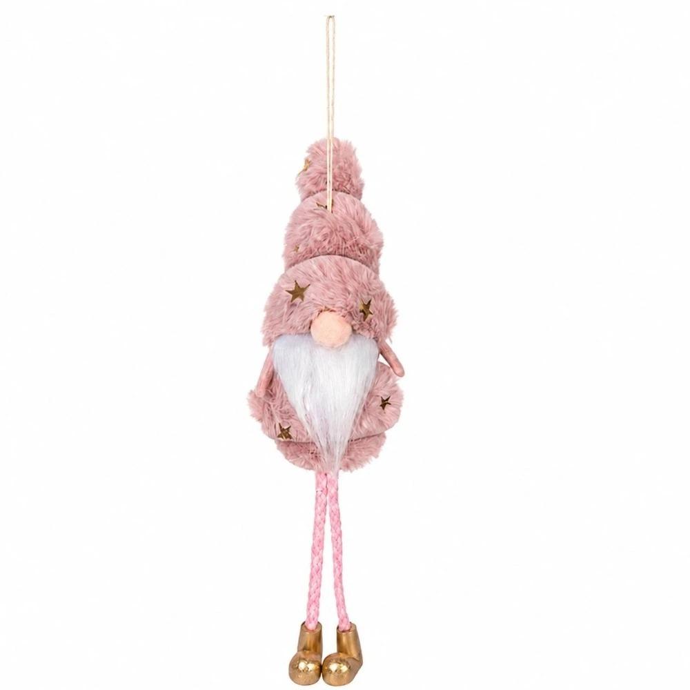 Festive Handmade Christmas Elf Elderly Pendant Long Legged with Star Pattern Xmas Gnome Ornaments Soft Santa Claus Home Decor