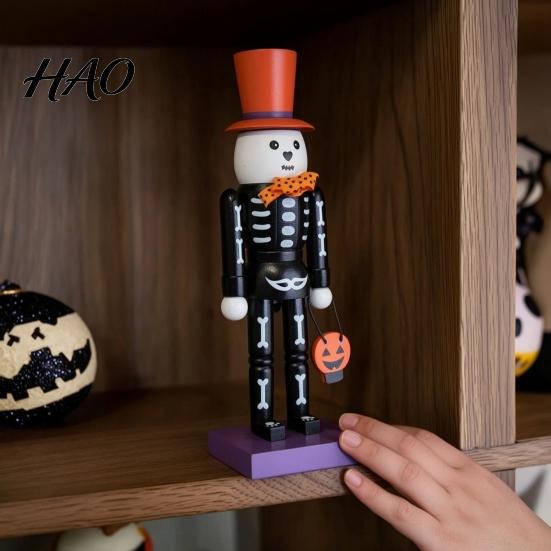 Gift for Halloween Lovers Nutcracker Figurine, 10 Inch Spooky Skeleton Statue, Scary Indoor Tabletop Ornament Gothic Table Centerpiece, Collectible