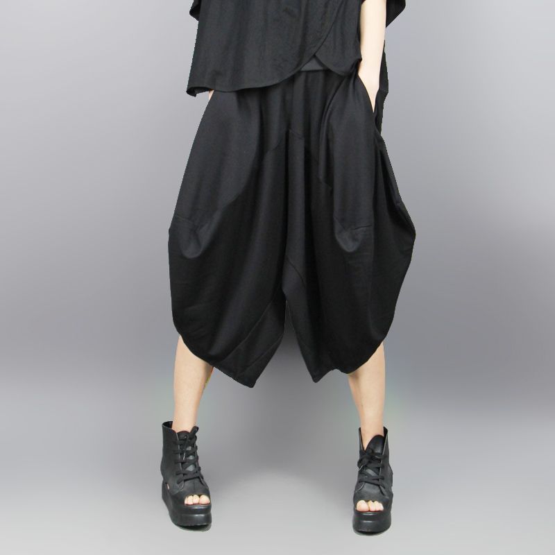 Летние повседневные брюки-фонарики для женщин, брюки-шаровары, брюки-бутоны, корейская версия, свободная юбка, укороченные брюки