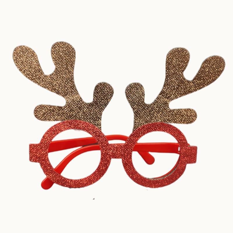 Рождественские мультяшные очки — подарки для взрослых и детей с изображением Санты, снеговика и рогов оленя