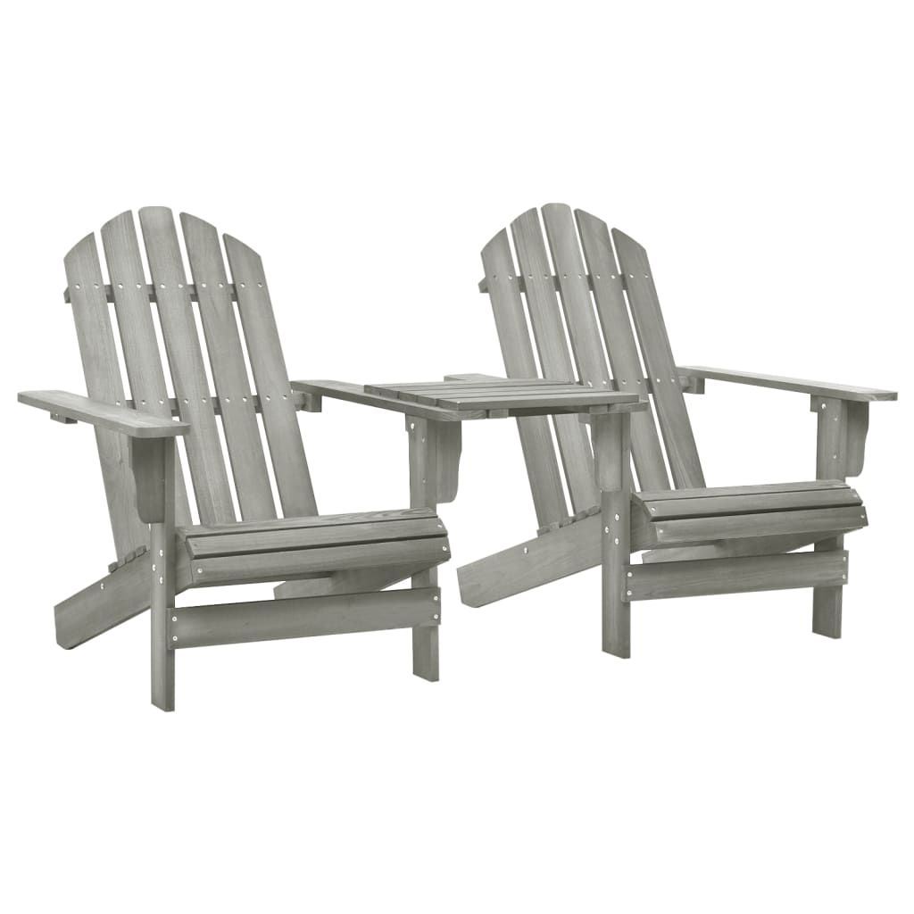 Adirondack Garden Chairs with Table Solid Pine Wood Gray