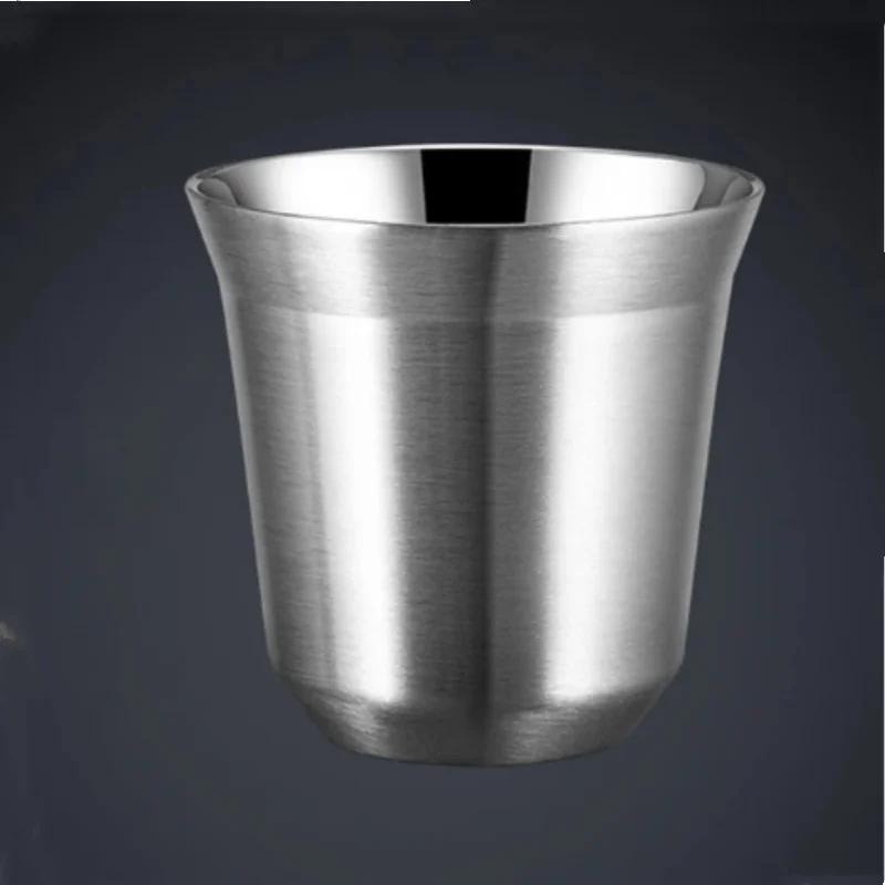 80 мл набор чашек для эспрессо из нержавеющей стали с двойными стенками 304 из нержавеющей стали маленькая кофейная чашка капсула молочная кружка с двойными стенками изолированная