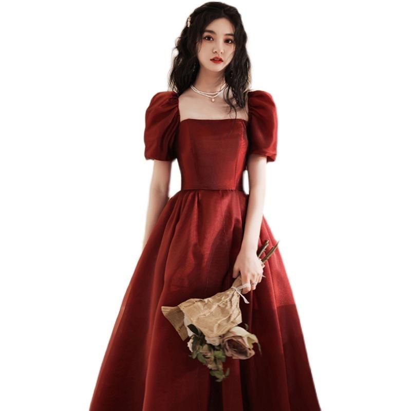 Свадебное платье Toast Bride 1011 Новое Красное Платье для Свадьбы Маленькая Беременная Женщина Помолвочное Платье Принцессы Вечернее Платье Платье