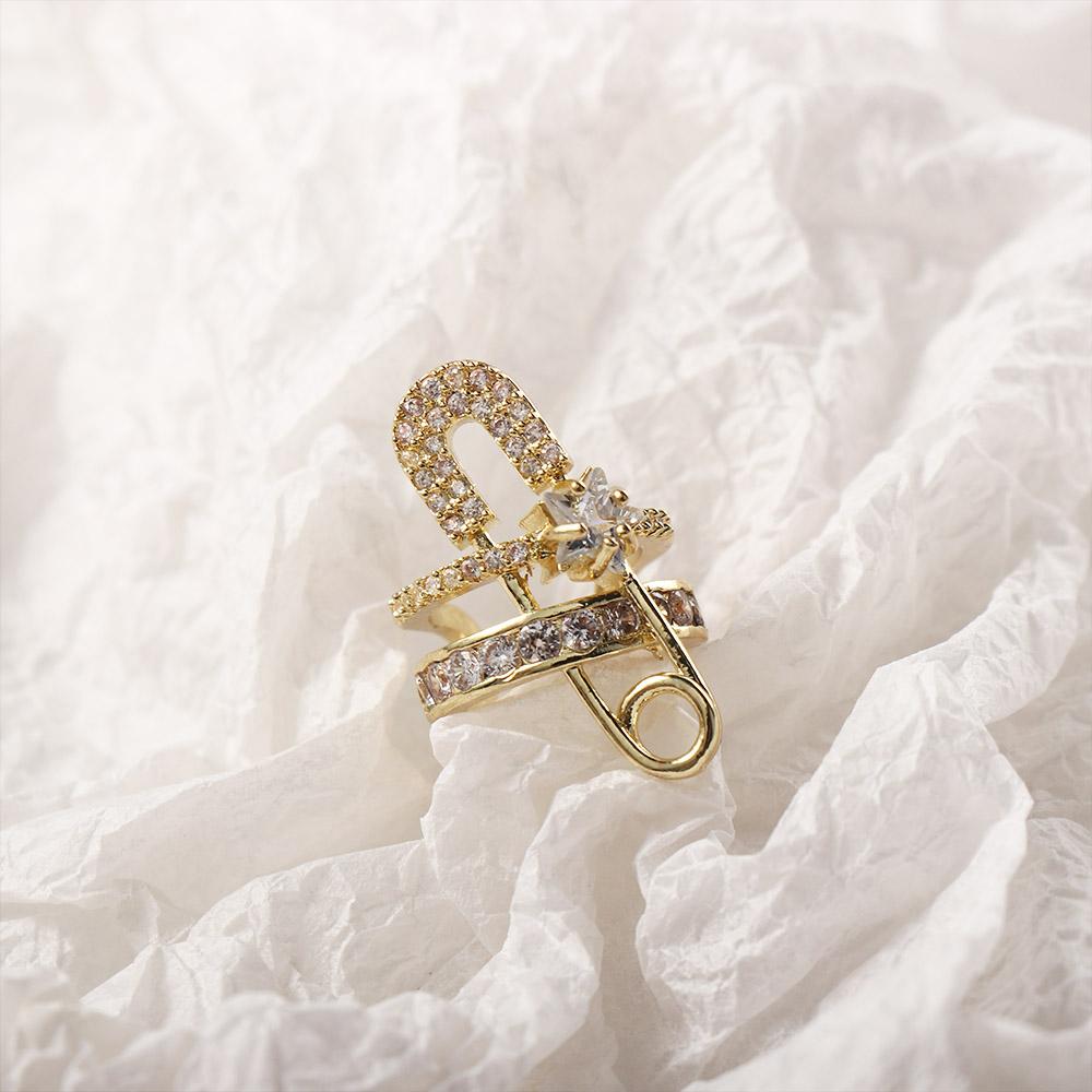 Шпилька Изящная Элегантная Корейский Стиль Кафф Серьга Женские Украшения Циркон Клипса для Уха Серьга в Стиле Скрепки