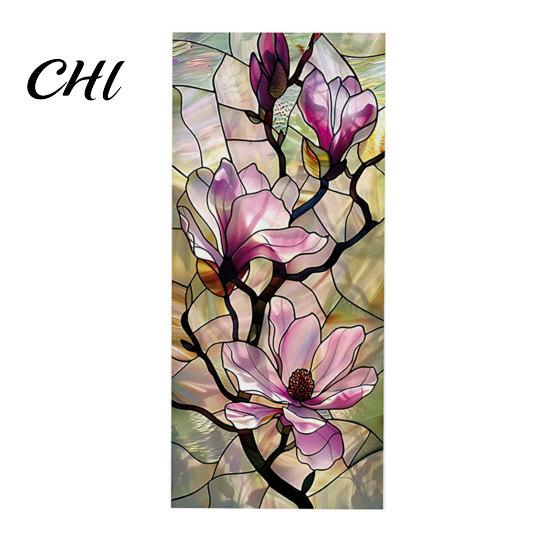 Static Glass Sticker Sticker, Colored Flower Texture Window Film, UV Privacy Film Light Blocking Waterproof Dustproof Decal for Home Decor Decoration