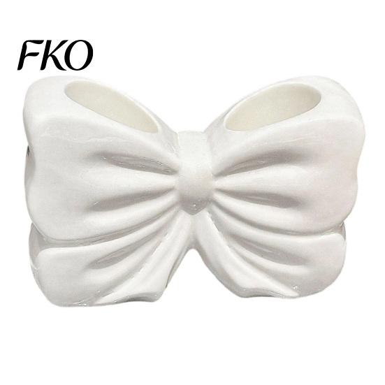 Sweet Style Bathroom Decor 3D Printed Bow Toothbrush Holder, Adhesive Cup with Dual Holes for Counter Organizer & Toothpaste, Cute Decor,