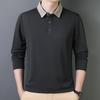 Деловое и повседневное мужское поло с длинным рукавом Fir Plus Velvet большого размера, футболка с лацканами, мужской осенне-зимний универсальный базовый топ